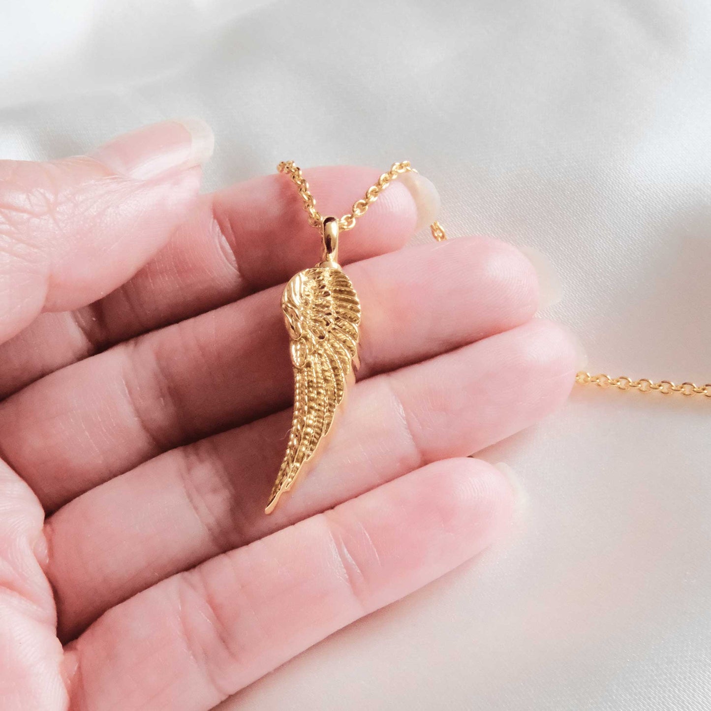 Ashes Jewellery Angel Wing 18K or 9K Solid Gold Necklace - Ashes Jewellery AE