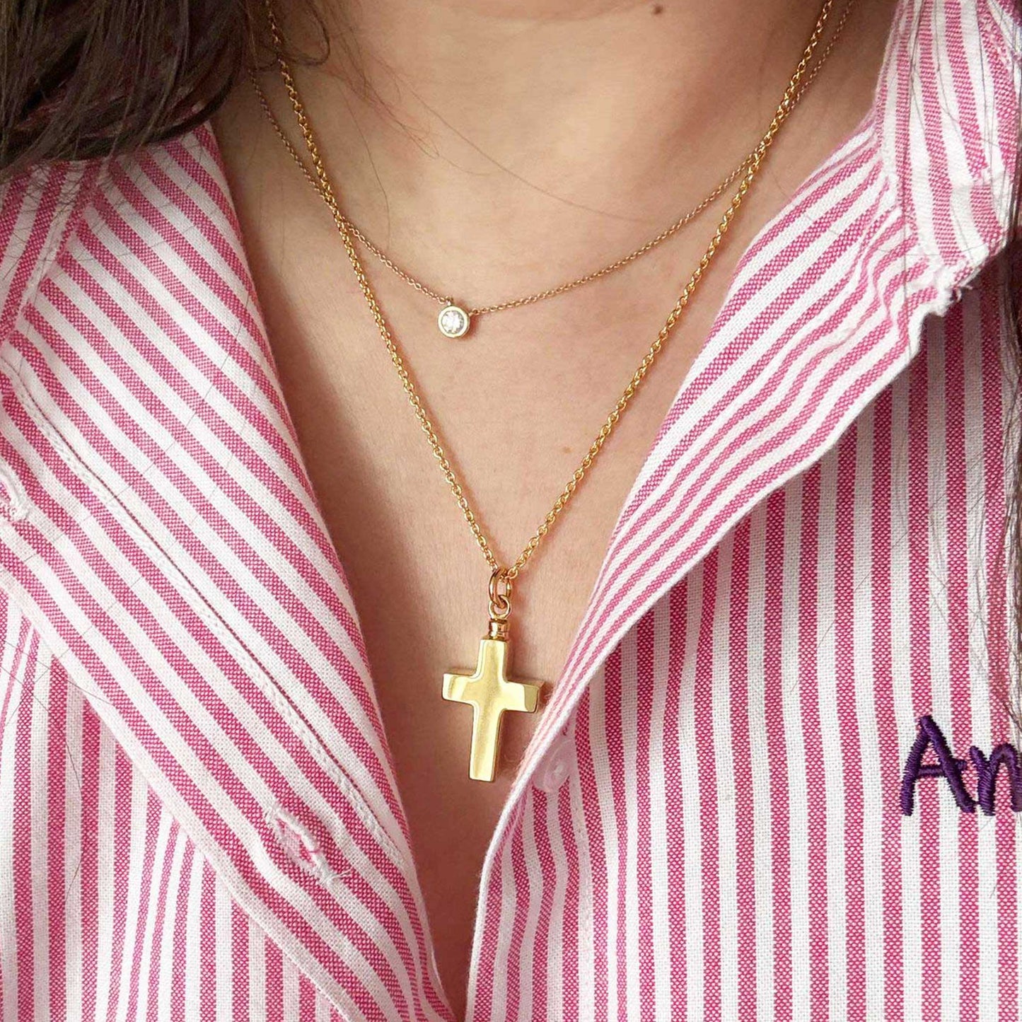 Ashes Jewellery Cross 18K or 9K Solid Gold Necklace - Ashes Jewellery AE