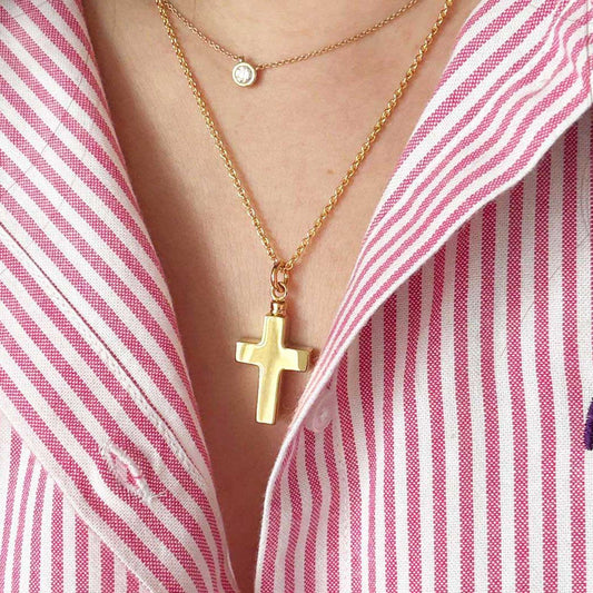 Ashes Jewellery Cross 18K or 9K Solid Gold Necklace - Ashes Jewellery AE