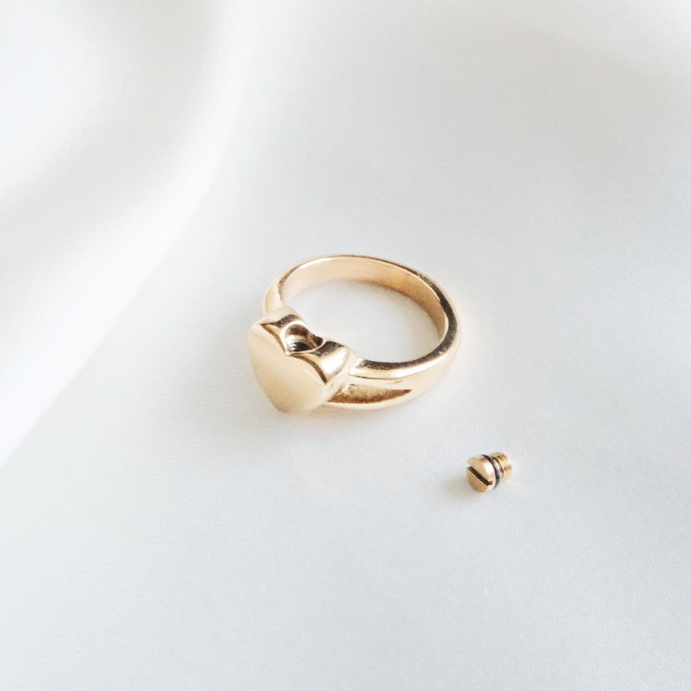 Ashes Ring Heart Stainless Steel Gold & Silver - Ashes Jewellery AE