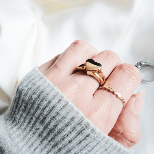Ashes Ring Heart Stainless Steel Gold & Silver - Ashes Jewellery AE
