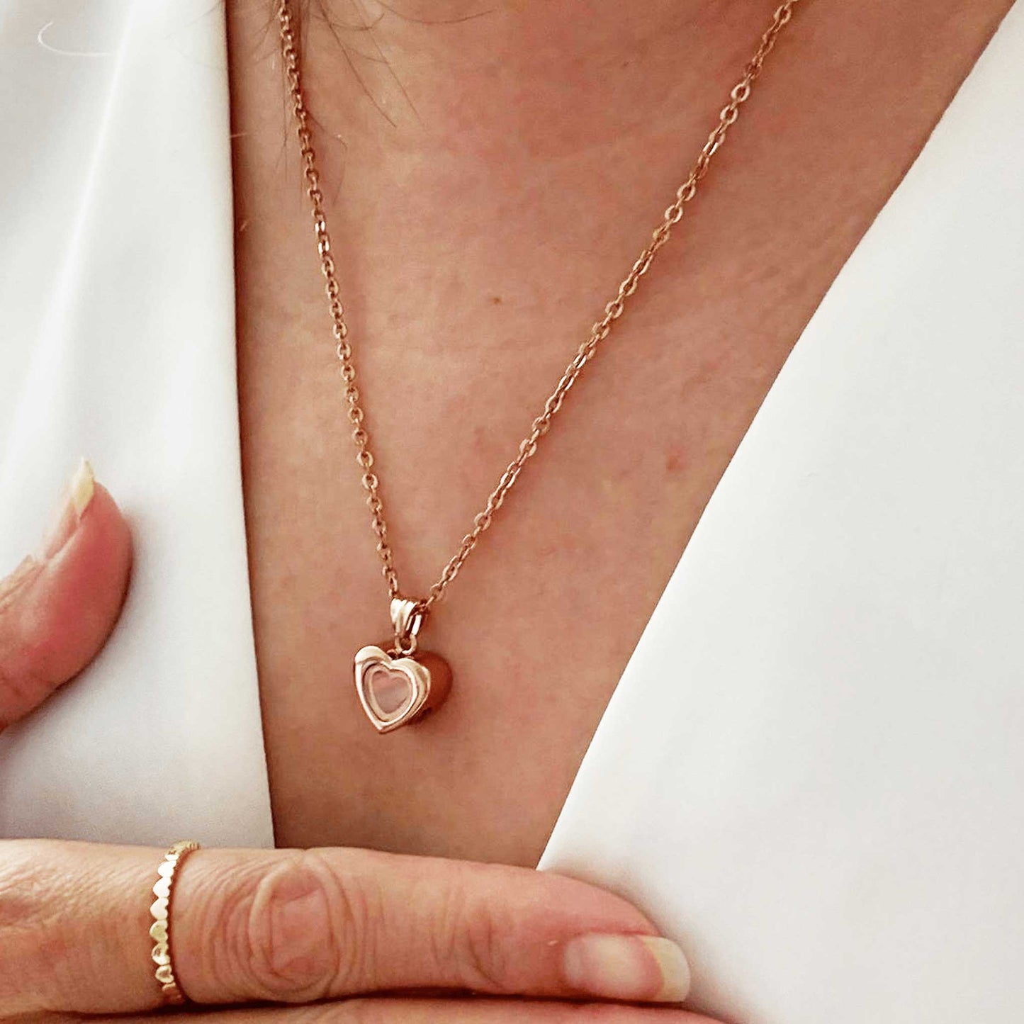 Heart Ashes Necklace Rose Gold Stainless Steel - Ashes Jewellery AE