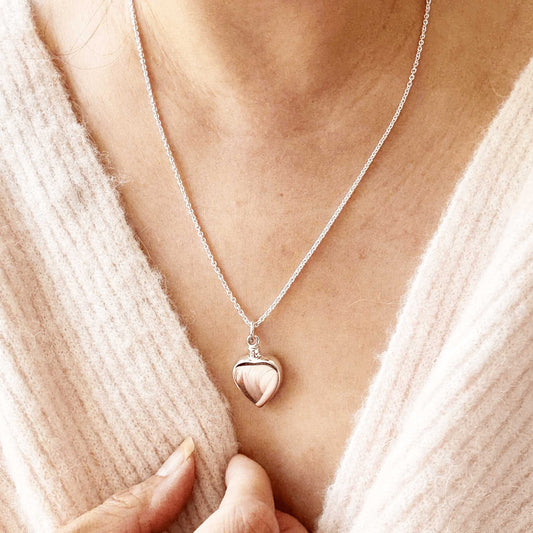 Heart Necklace for Ashes Sterling Silver - Ashes Jewellery AE