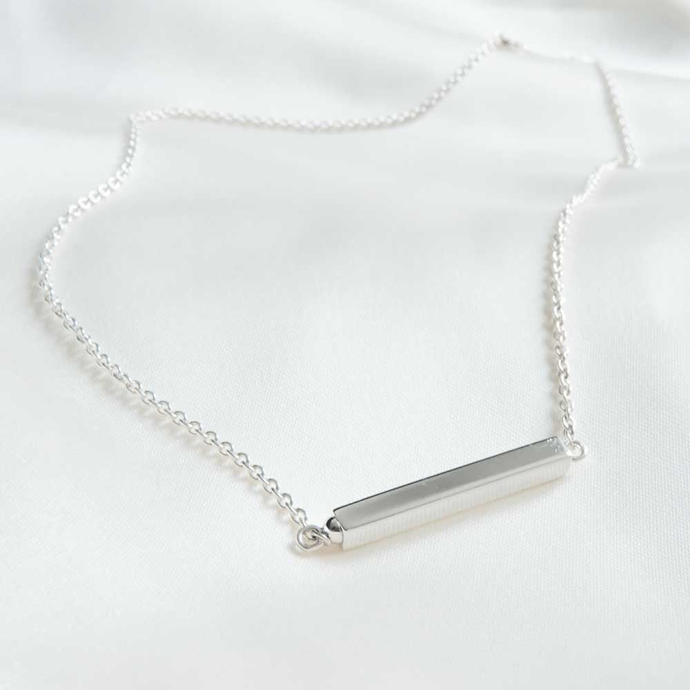 Memorial Jewellery for Ashes Horizontal Bar Necklace 925 Sterling Silver - Ashes Jewellery AE