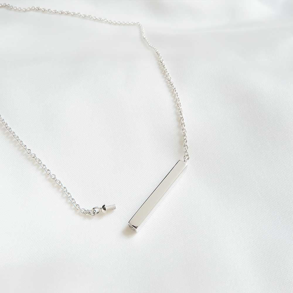 Memorial Jewellery for Ashes Horizontal Bar Necklace 925 Sterling Silver - Ashes Jewellery AE