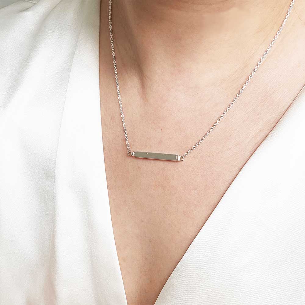 Memorial Jewellery for Ashes Horizontal Bar Necklace 925 Sterling Silver - Ashes Jewellery AE