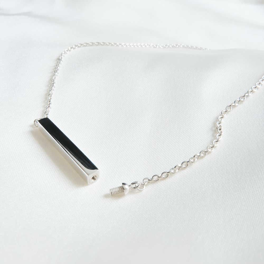 Memorial Jewellery for Ashes Horizontal Bar Necklace 925 Sterling Silver - Ashes Jewellery AE