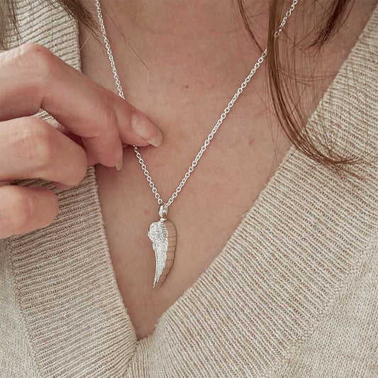 Self Fill Ashes Jewellery Angel Wing Necklace Silver - Ashes Jewellery AE