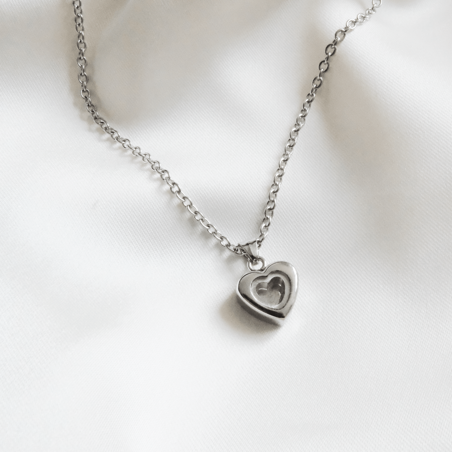 Silver Heart Ashes Necklace Stainless Steel - Ashes Jewellery AE
