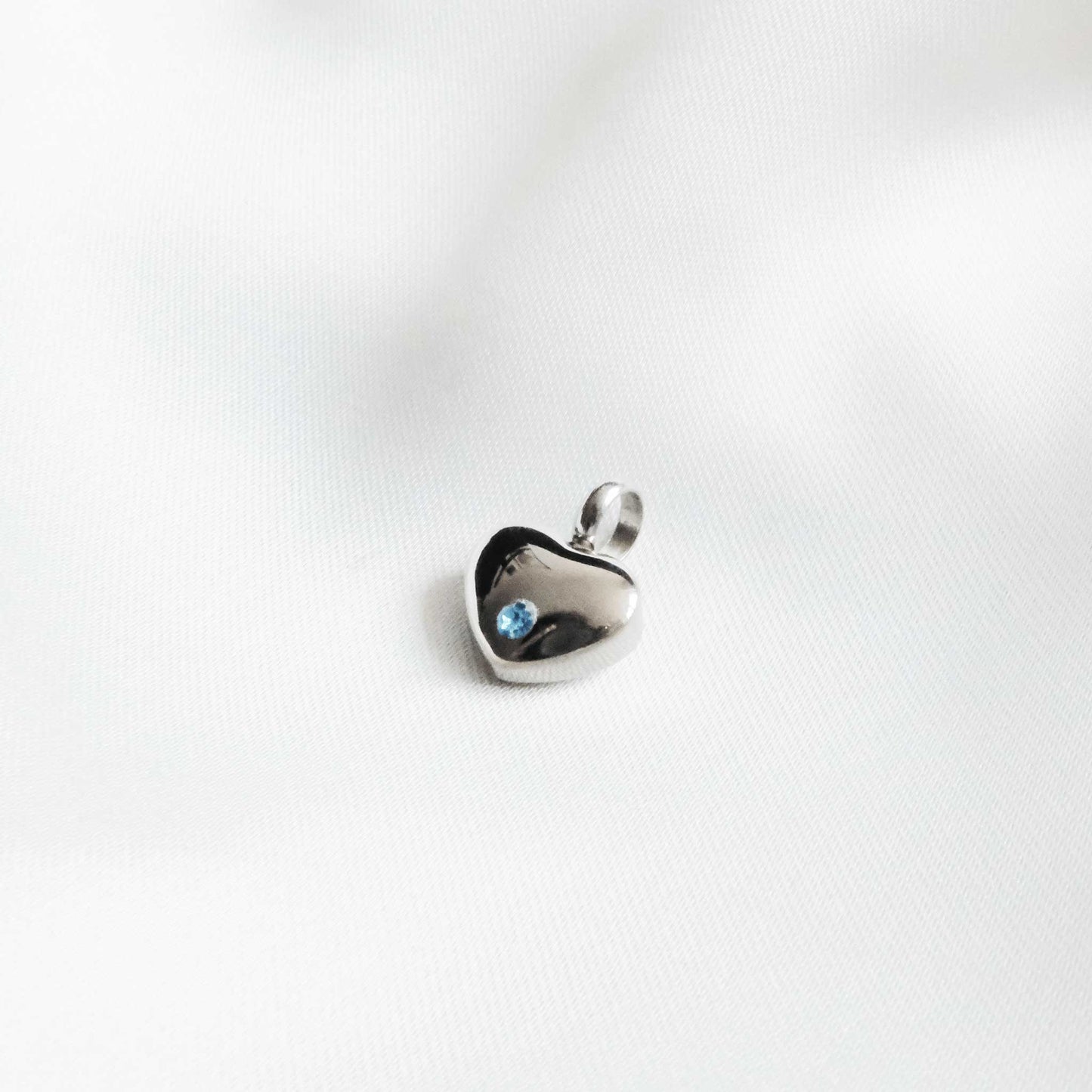 Silver Heart Urn Necklace with Blue Stone Stainless Steel - Ashes Jewellery AE