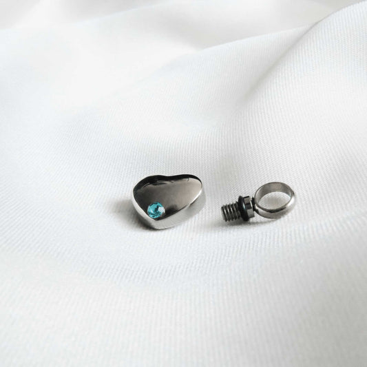 Silver Heart Urn Necklace with Green Stone Stainless Steel - Ashes Jewellery AE