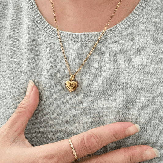 Small Heart Ashes Necklace Gold Stainless Steel - Ashes Jewellery AE