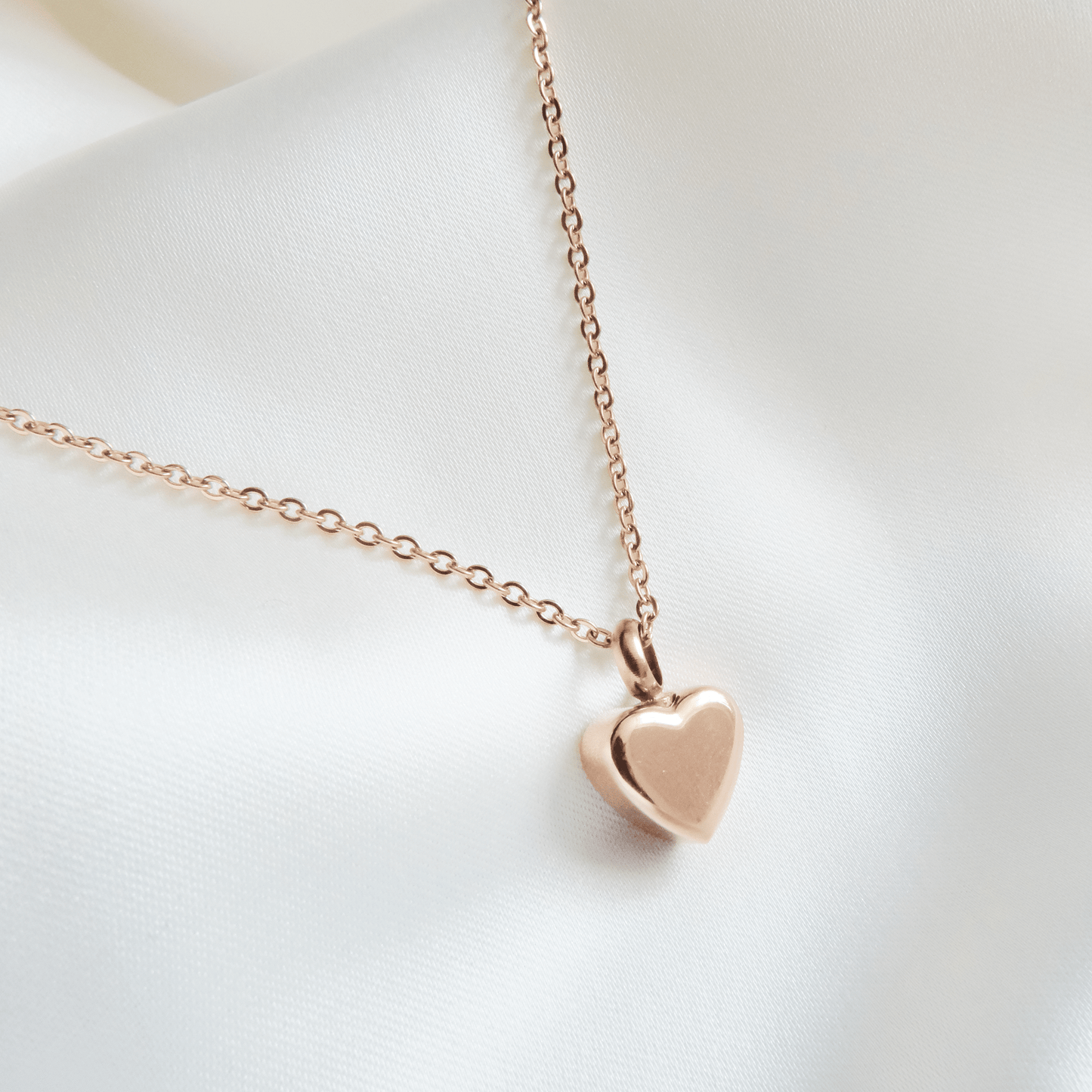 Small Heart Ashes Necklace Rose Gold Stainless Steel - Ashes Jewellery AE