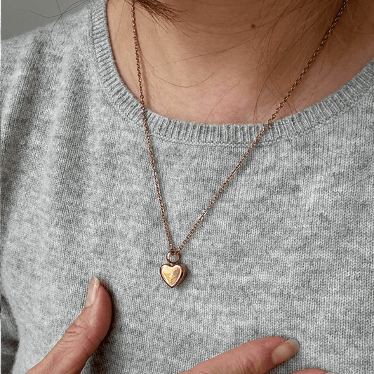 Small Heart Ashes Necklace Rose Gold Stainless Steel - Ashes Jewellery AE