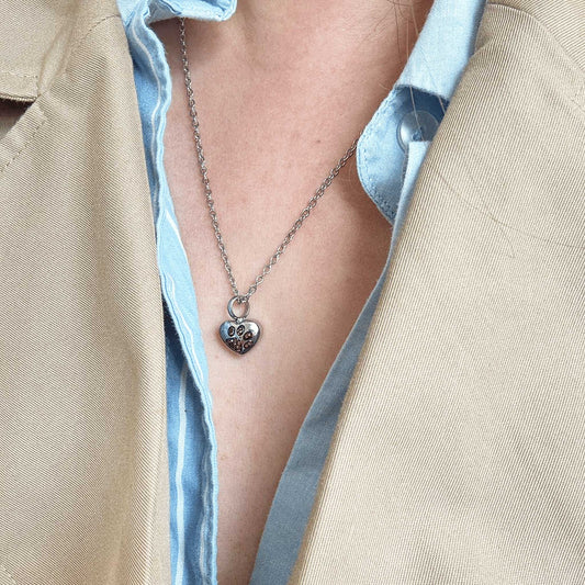 Small Heart & Paw Ashes Pendant – Beautiful Pet Ashes Jewellery with Purple Zircon Paw - Ashes Jewellery AE