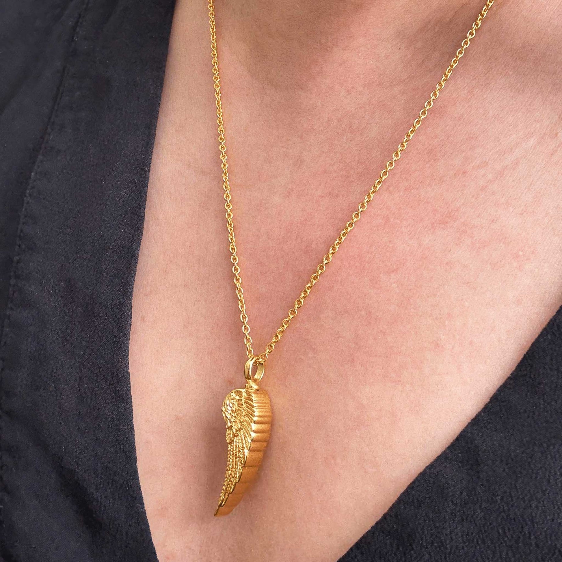 Ashes Jewellery Angel Wing 18K or 9K Solid Gold Necklace - Ashes Jewellery AE