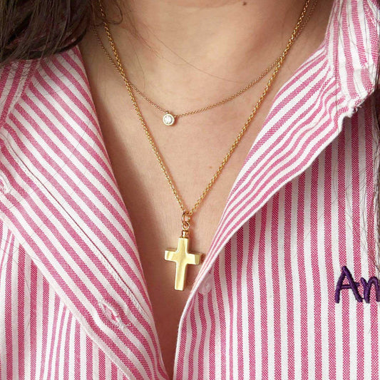 Ashes Jewellery Cross 18K or 9K Solid Gold Necklace - Ashes Jewellery AE