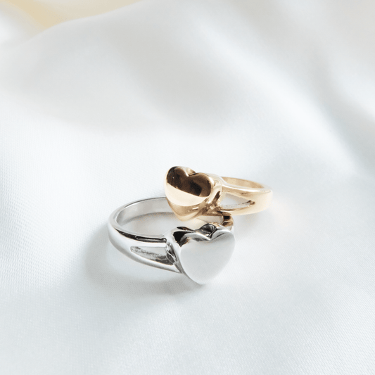 Ashes Ring Heart Stainless Steel Gold & Silver - Ashes Jewellery AE