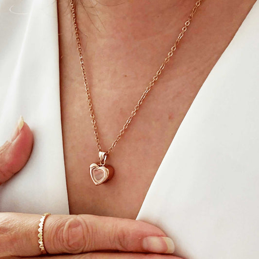 Heart Ashes Necklace Rose Gold Stainless Steel - Ashes Jewellery AE
