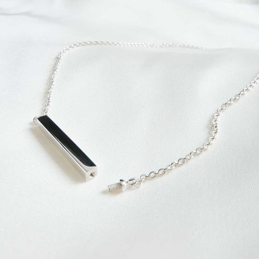 Memorial Jewellery for Ashes Horizontal Bar Necklace 925 Sterling Silver - Ashes Jewellery AE