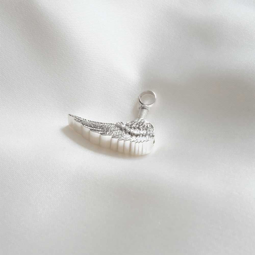 Self Fill Ashes Jewellery Angel Wing Necklace Silver - Ashes Jewellery AE