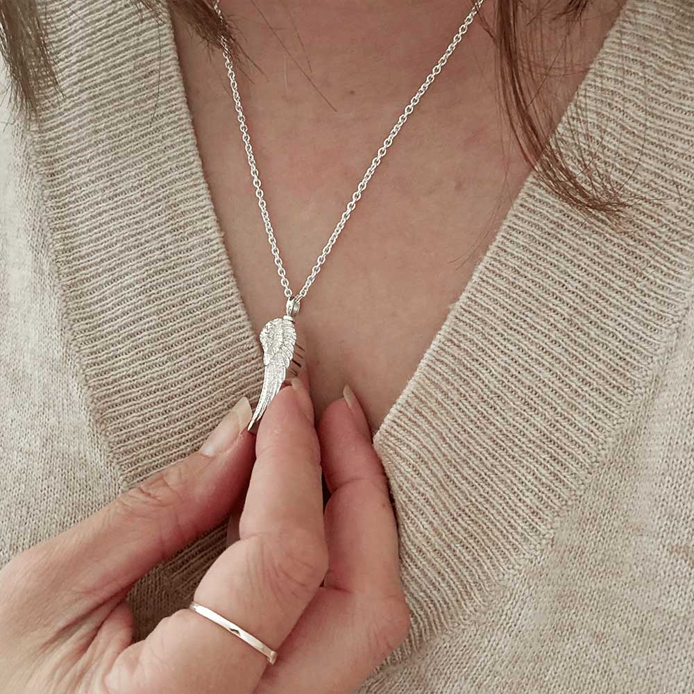 Self Fill Ashes Jewellery Angel Wing Necklace Silver - Ashes Jewellery AE