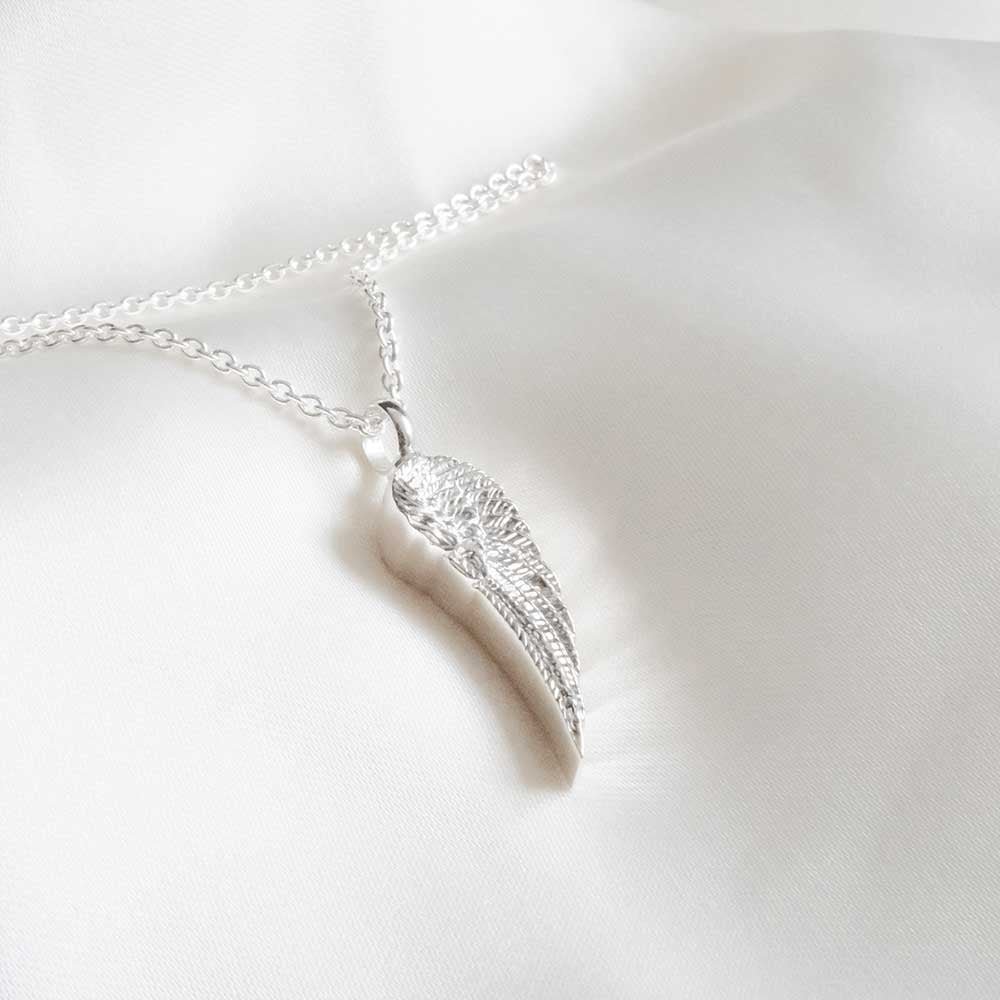 Self Fill Ashes Jewellery Angel Wing Necklace Silver - Ashes Jewellery AE