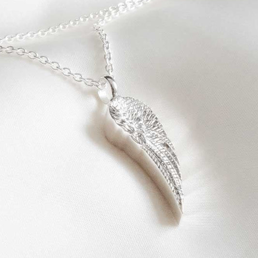 Self Fill Ashes Jewellery Angel Wing Necklace Silver - Ashes Jewellery AE