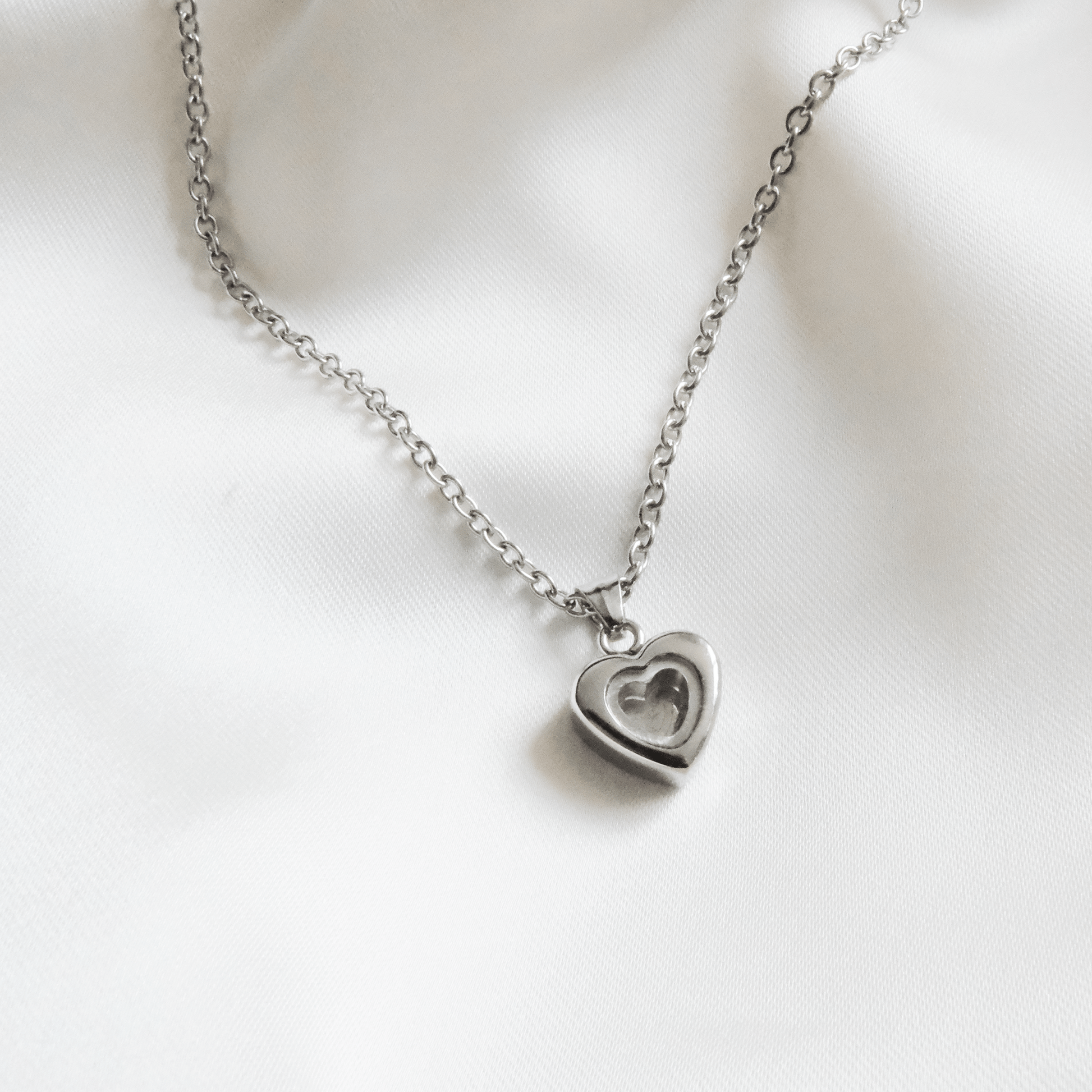 Silver Heart Ashes Necklace Stainless Steel - Ashes Jewellery AE