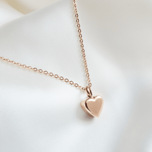 Small Heart Ashes Necklace Rose Gold Stainless Steel - Ashes Jewellery AE