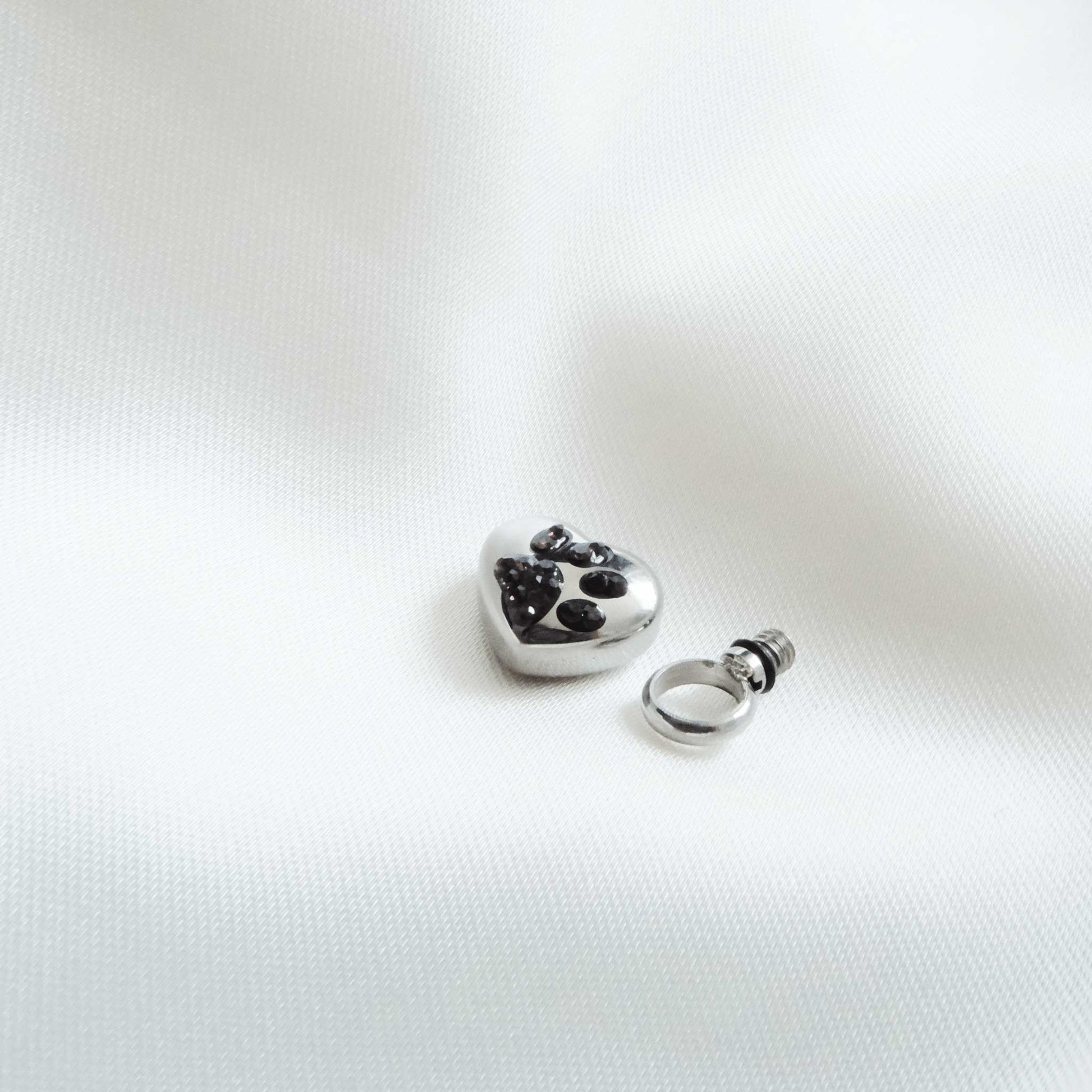 Small Heart & Paw Ashes Pendant – Beautiful Pet Ashes Jewellery with Purple Zircon Paw - Ashes Jewellery AE
