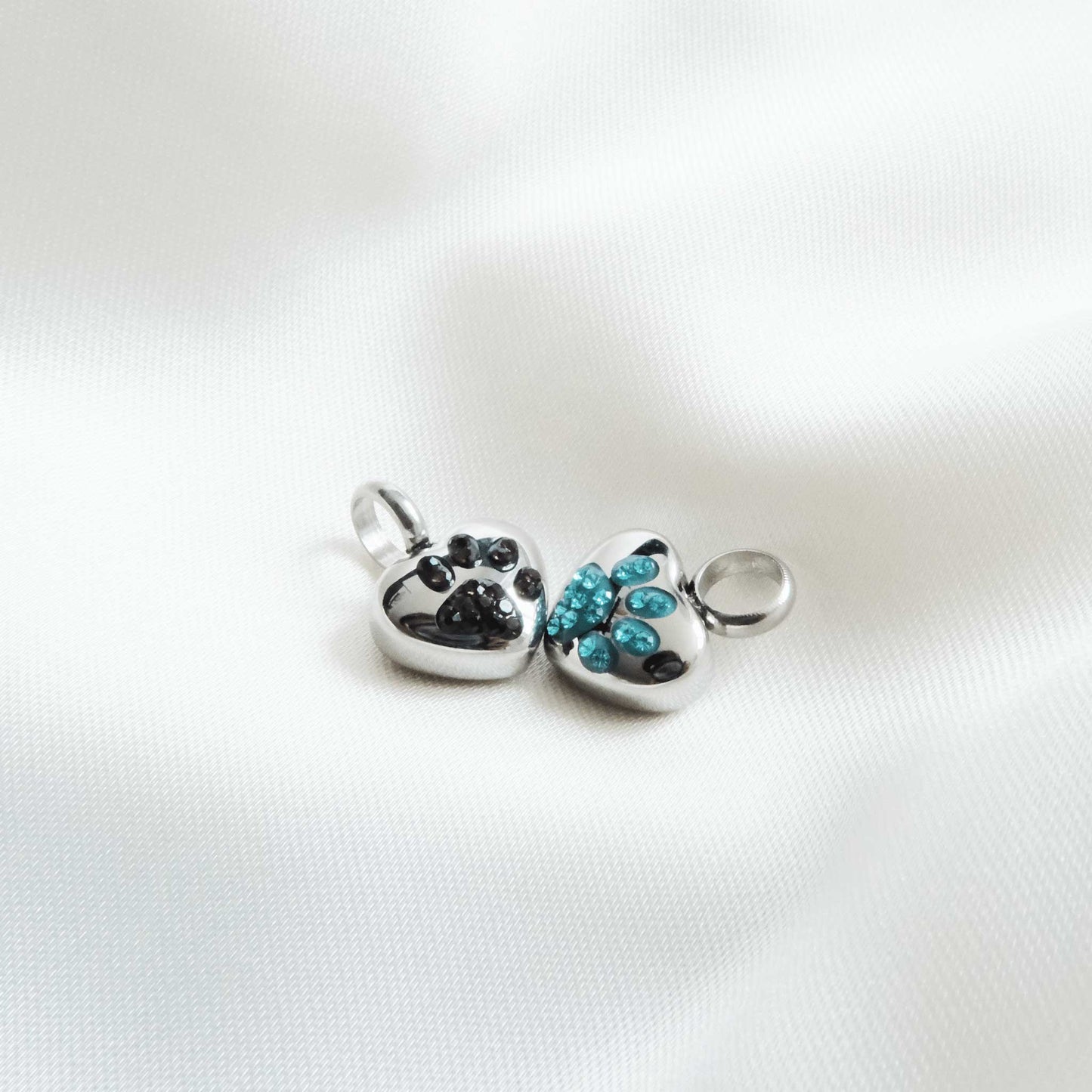 Small Heart & Paw Ashes Pendant – Beautiful Pet Ashes Jewellery with Purple Zircon Paw - Ashes Jewellery AE