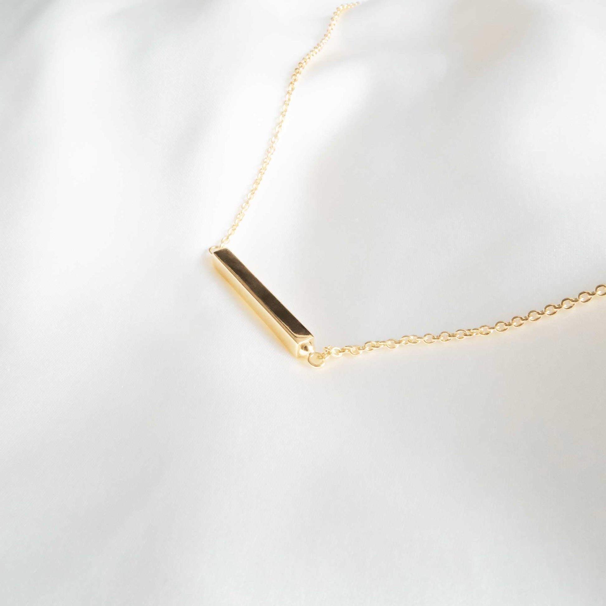Urn Jewellery Necklace Horizontal Bar 18K Gold Plated - Ashes Jewellery AE